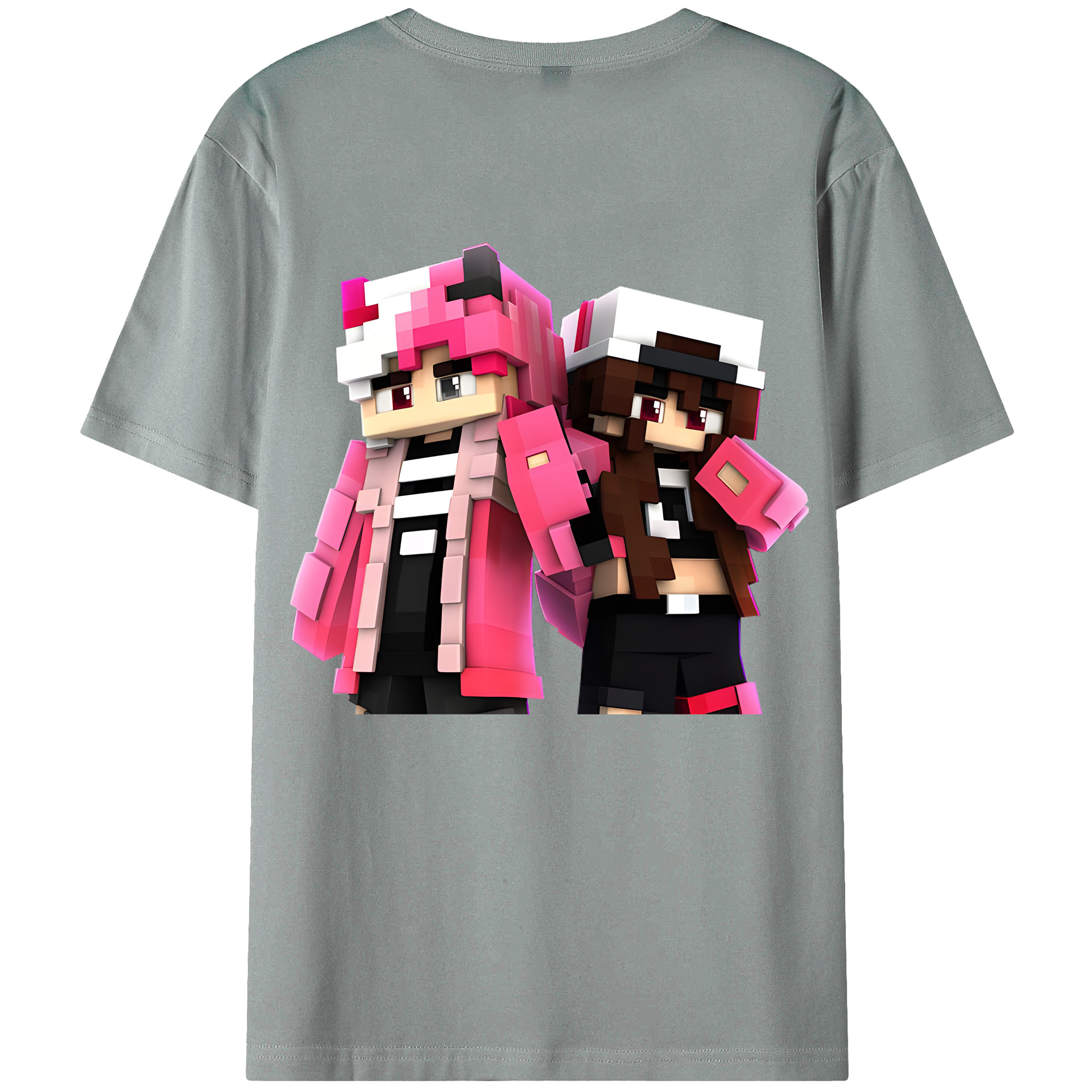 （画像用） マインクラフト ブロックの世界 Minecraft MC Block world 綿100％ メンズ半袖Tシャツ（バックプリント） 通気性